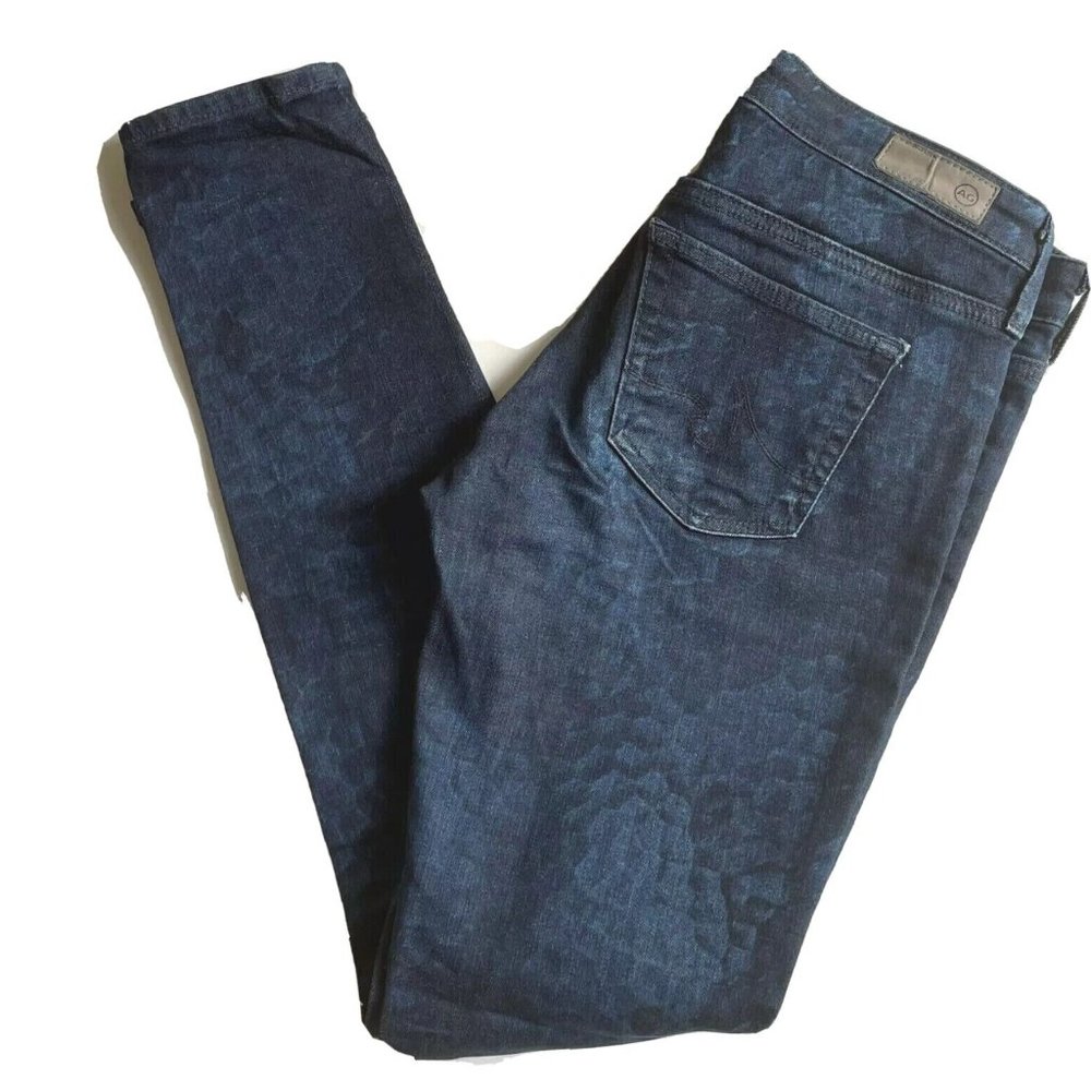 AG ADRIANO GOLDSCHMIED Dark Wash Legging Ankle Jeans w/ subtle Pattern Size 25